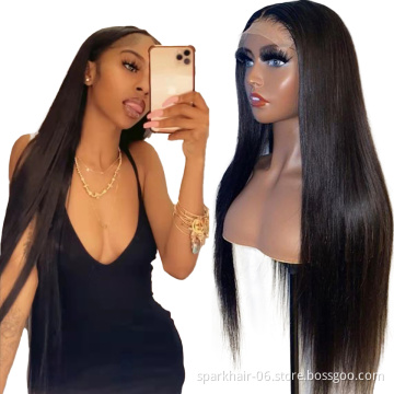 SPARK 4x4 Lace closure Wig Straight Hair Brazilian Virgin Human Hair For Black Women  Pre-Plucked with baby hair